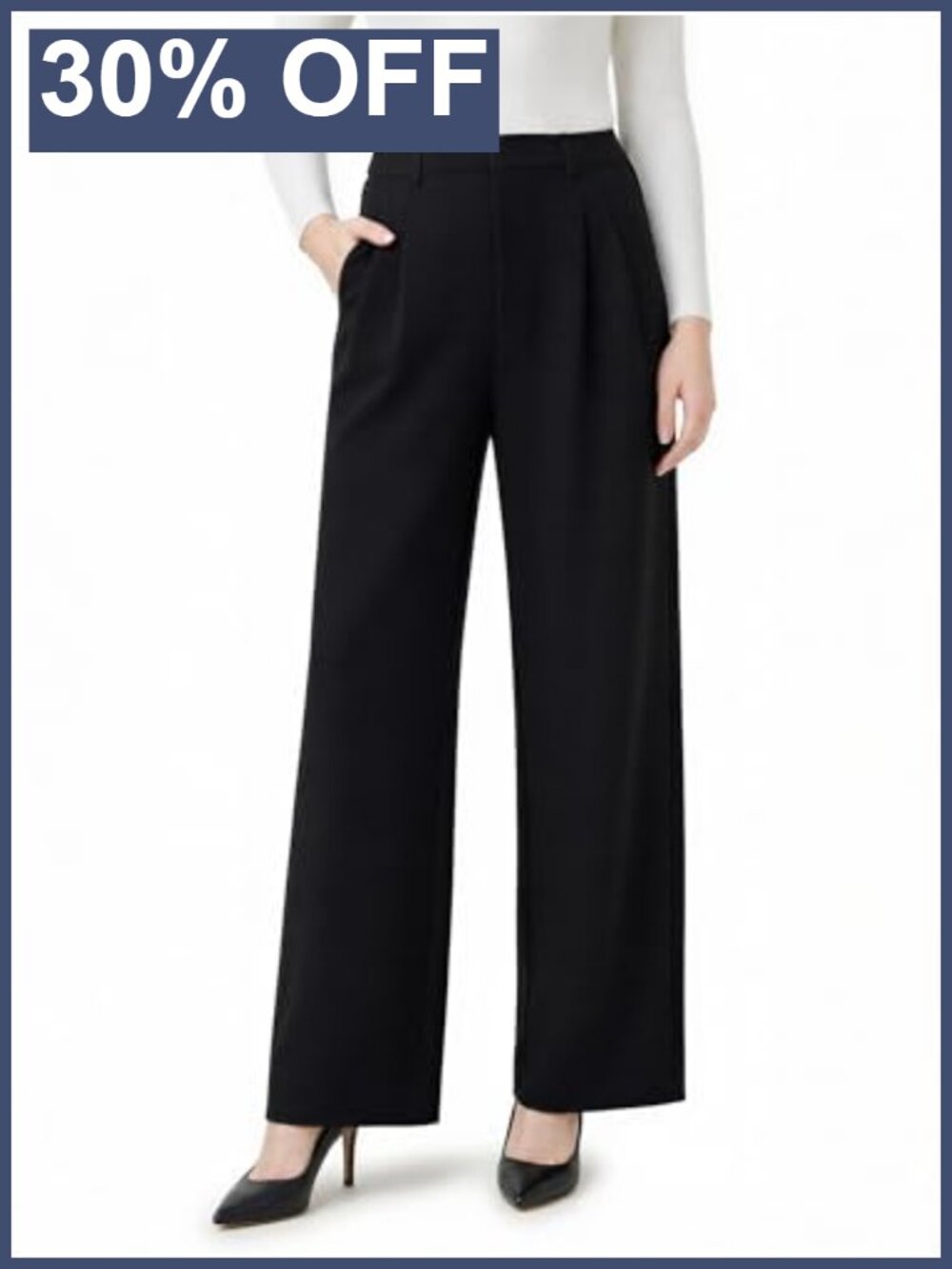 Women's Wide Leg Dress Pants – 4-Way Stretch Anti-Wrinkle Work Pants with